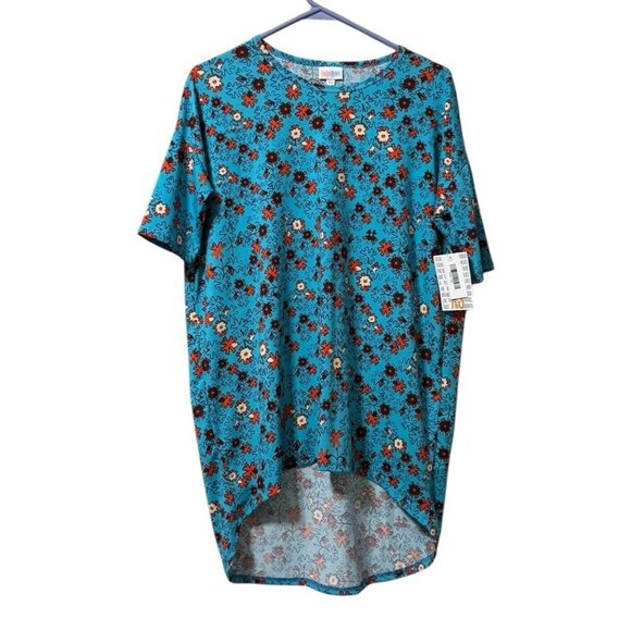 LuLaRoe Irma Top‎ Puzzle Colorful Size XS Hi Low Teacher Travel Loungewear NWT - Picture 1 of 12